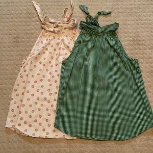 2 J. Crew tie neck sleeveless blouses size 00.